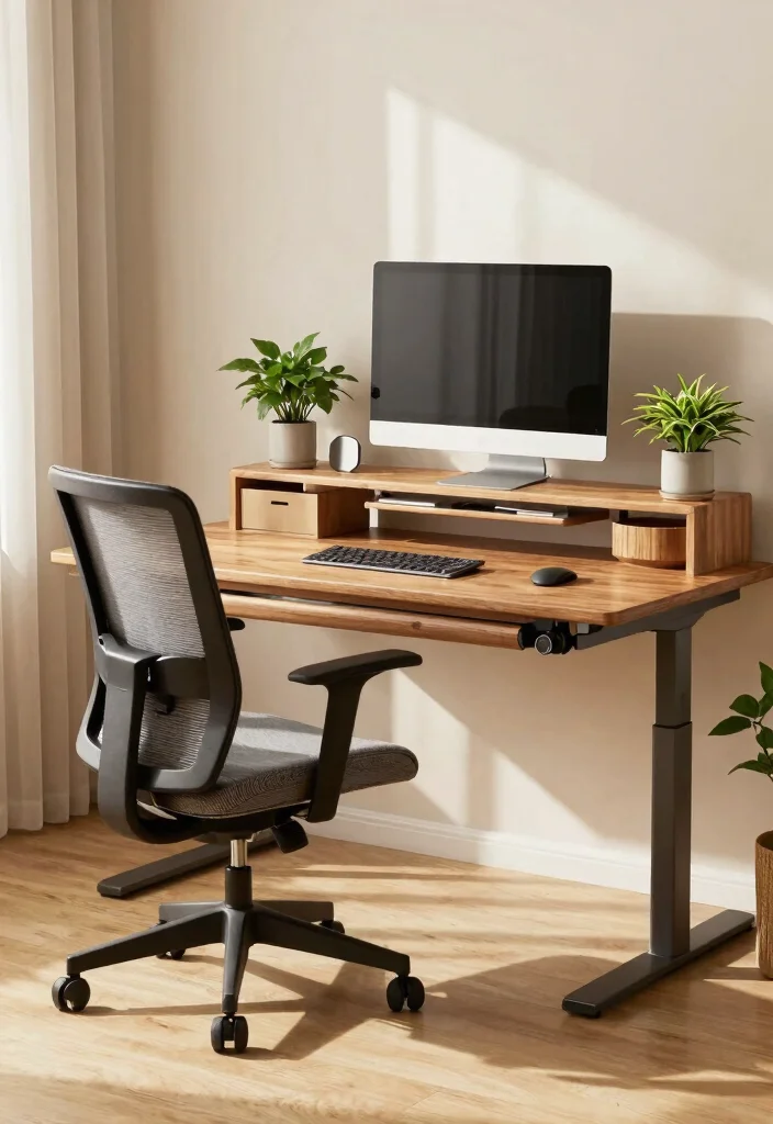29 Wood Desk Home Office Ideas: Warm and Natural Workspace - 10. Ergonomic Solutions 1