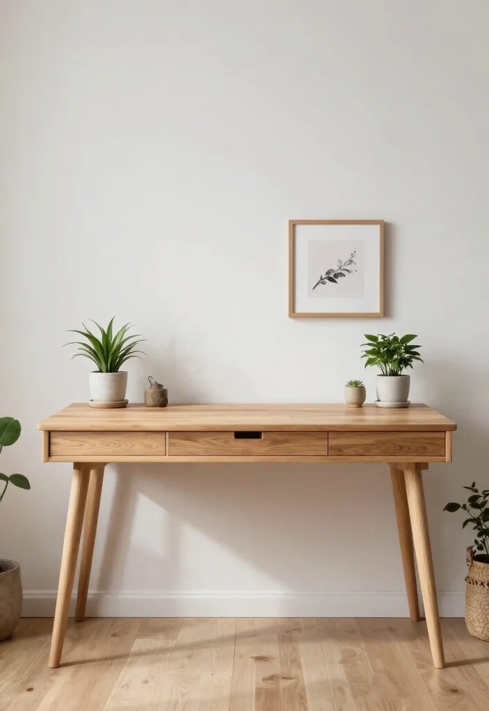 29 Wood Desk Home Office Ideas: Warm and Natural Workspace - 13. Minimalism Meets Nature 1