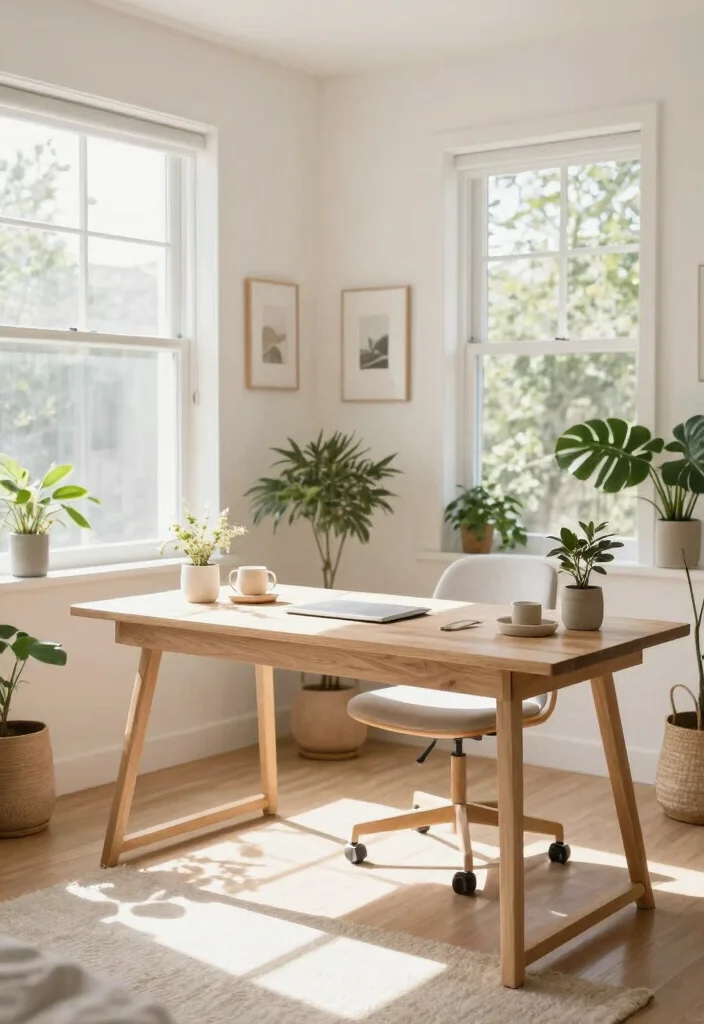 29 Wood Desk Home Office Ideas: Warm and Natural Workspace - 17. Bright and Airy Aesthetics 1