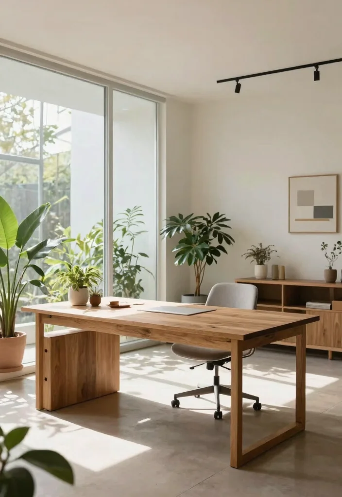 29 Wood Desk Home Office Ideas: Warm and Natural Workspace - 23. Incorporating Open Space 1