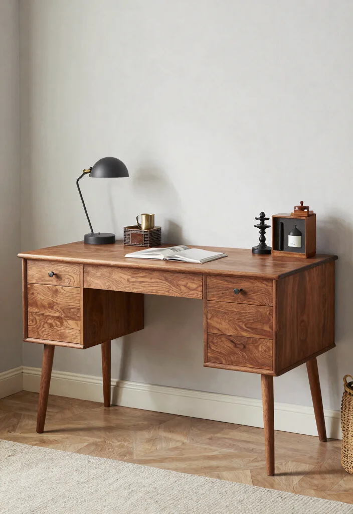 29 Wood Desk Home Office Ideas: Warm and Natural Workspace - 26. Combining Old and New 1