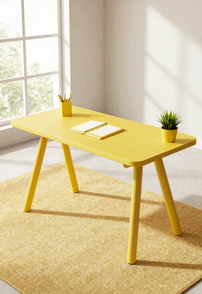 29 Yellow Home Office Ideas Bright and Cheerful - 1. Bright Yellow Desk Accent 1