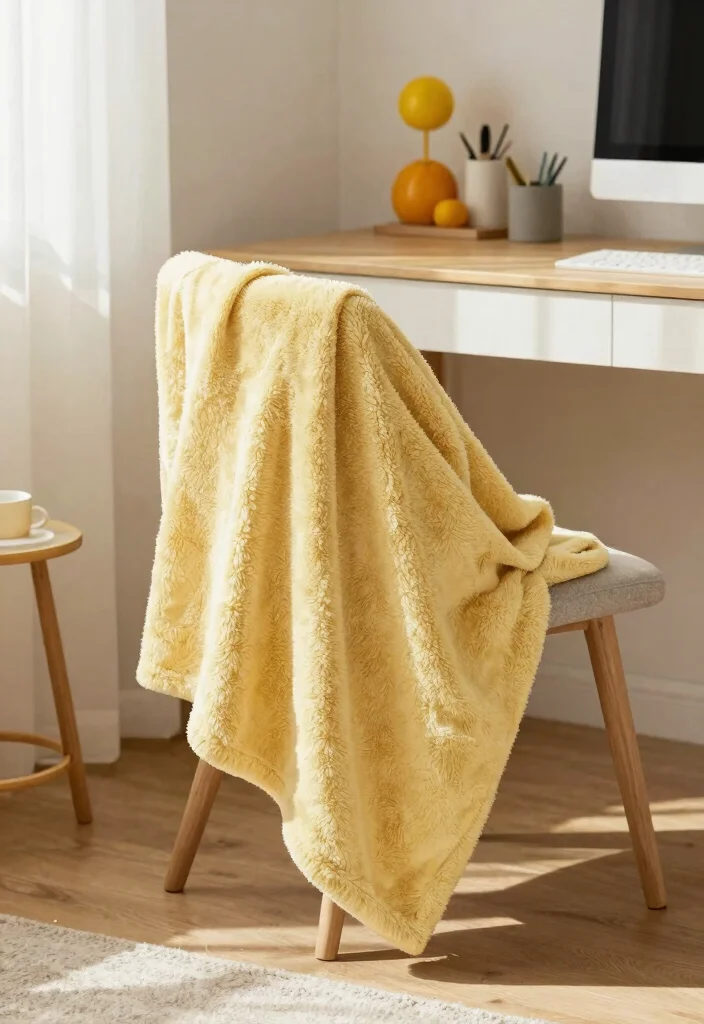 29 Yellow Home Office Ideas Bright and Cheerful - 14. Yellow Throw Blankets 1