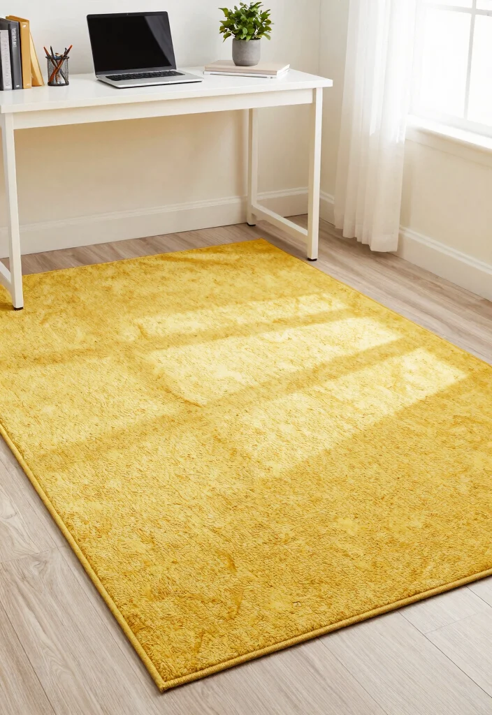 29 Yellow Home Office Ideas Bright and Cheerful - 15. Yellow Area Rugs 1