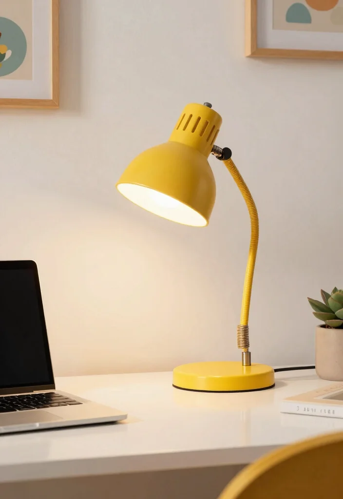 29 Yellow Home Office Ideas Bright and Cheerful - 21. Yellow Desk Lamp 1