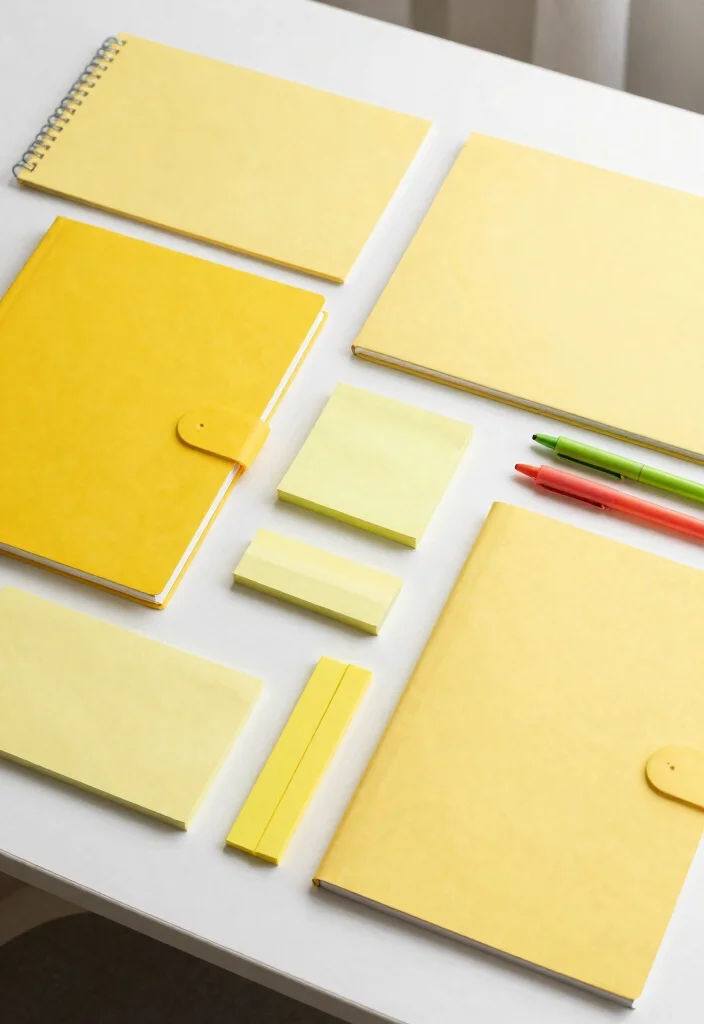 29 Yellow Home Office Ideas Bright and Cheerful - 25. Yellow Paper Products 1