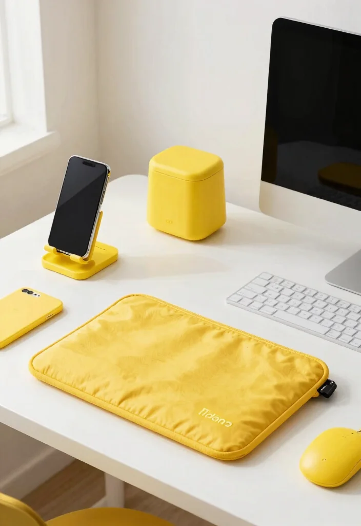 29 Yellow Home Office Ideas Bright and Cheerful - 29. Yellow Eco-Friendly Tech Accessories 1
