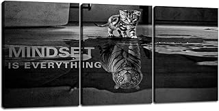 3 Panels Mindset is Everything Motivational Canvas Wall Art Inspirationa...