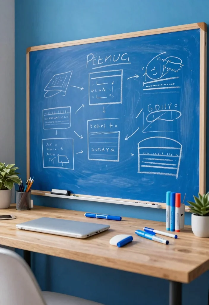 30 Blue Home Office Concepts: Calm and Creative Workspace - 22. Blue Interactive Elements 1