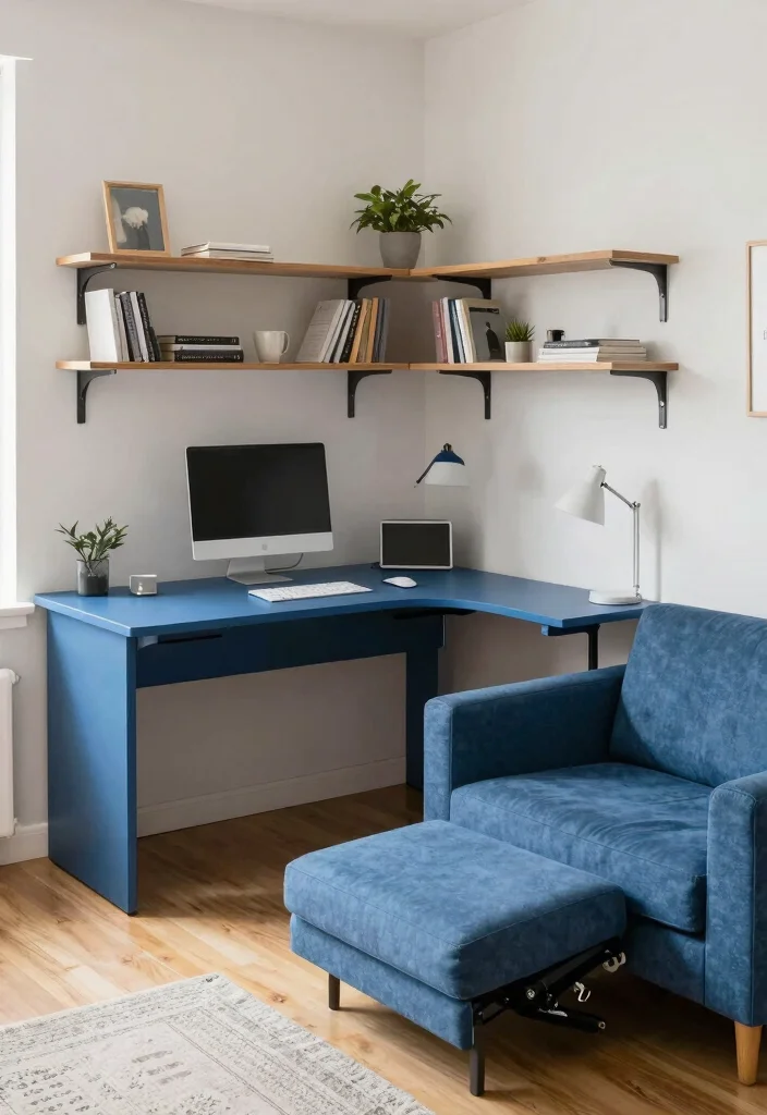 30 Blue Home Office Concepts: Calm and Creative Workspace - 28. Blue Multi-functional Spaces 1