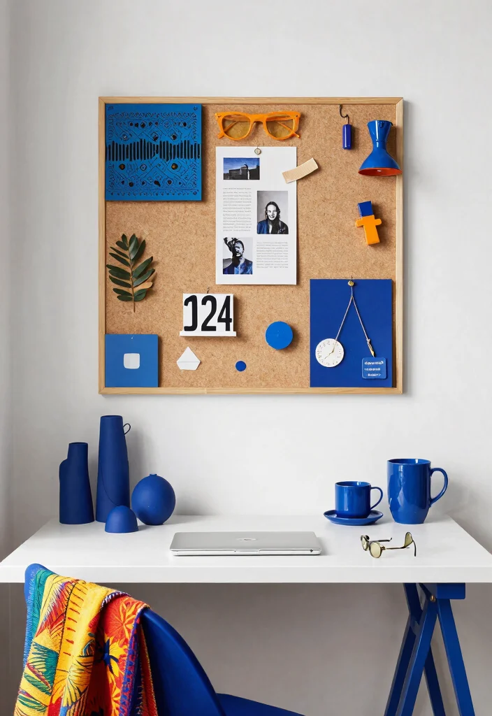 30 Blue Home Office Concepts: Calm and Creative Workspace - 29. Blue Creative Corner 1