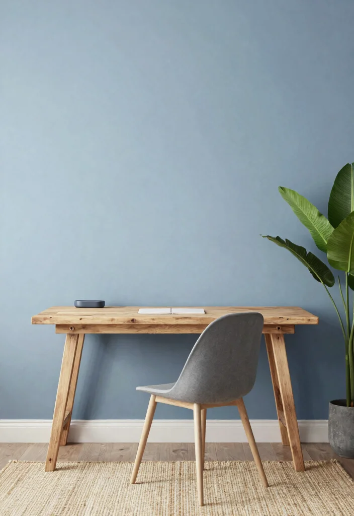 30 Blue Home Office Concepts: Calm and Creative Workspace - 3. Minimalist Blue Palette 1