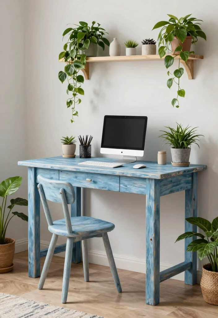 30 Blue Home Office Concepts: Calm and Creative Workspace - 30. Blue Sustainable Approach 1