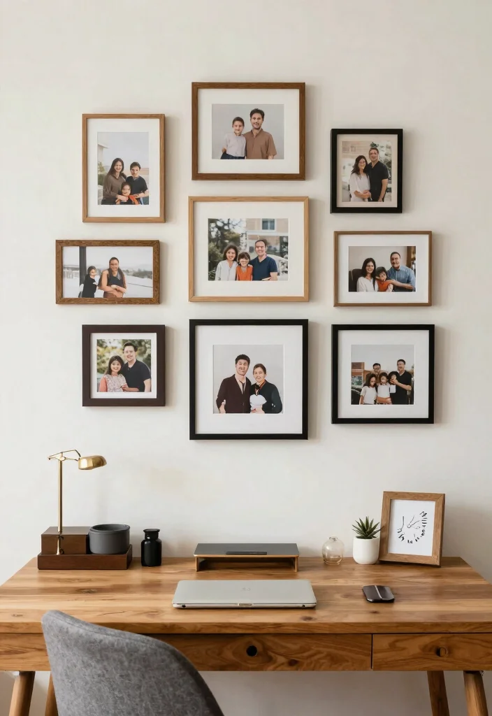 30 Cottage Home Office Ideas: Charming and Cozy Workspace - 6. Personal Touches with Artwork 1