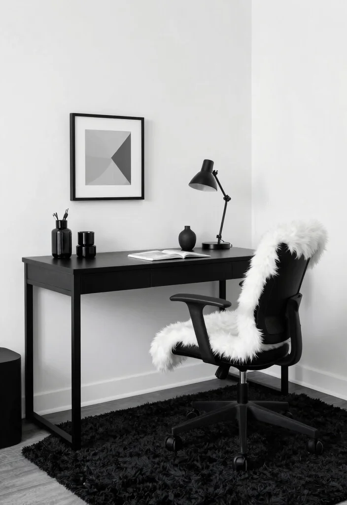 30 Elegant Luxury Home Workspace Ideas Sophisticated Style - 16. Timeless Black and White 1