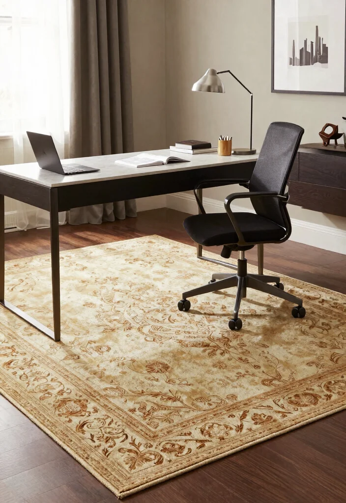 30 Elegant Luxury Home Workspace Ideas Sophisticated Style - 18. Luxurious Rugs 1