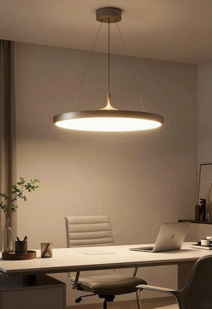 30 Elegant Luxury Home Workspace Ideas Sophisticated Style - 20. Statement Lighting Fixtures 1