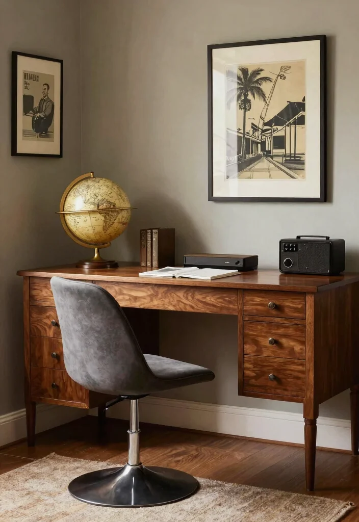 30 Elegant Luxury Home Workspace Ideas Sophisticated Style - 4. Vintage Charm with a Modern Twist 1