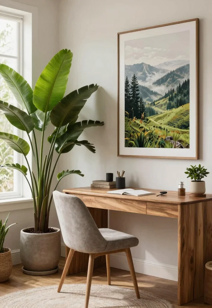 30 Elegant Luxury Home Workspace Ideas Sophisticated Style - 9. Nature-Inspired Decor 1