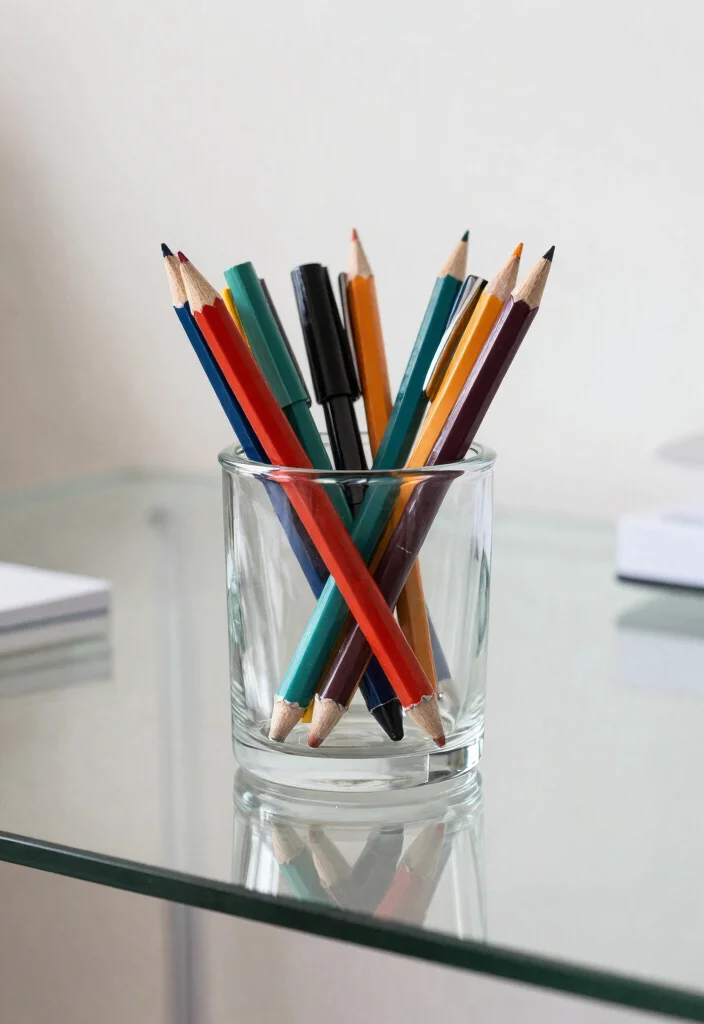 30 Glass Desk Office Decor Ideas Elegant and Minimal - 13. Glass Pencil Holder 1