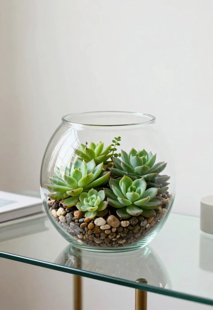 30 Glass Desk Office Decor Ideas Elegant and Minimal - 16. Decorative Glass Terrarium 1