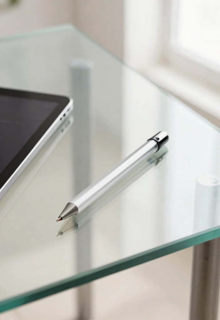 30 Glass Desk Office Decor Ideas Elegant and Minimal - 19. Elegant Glass Stylus 1
