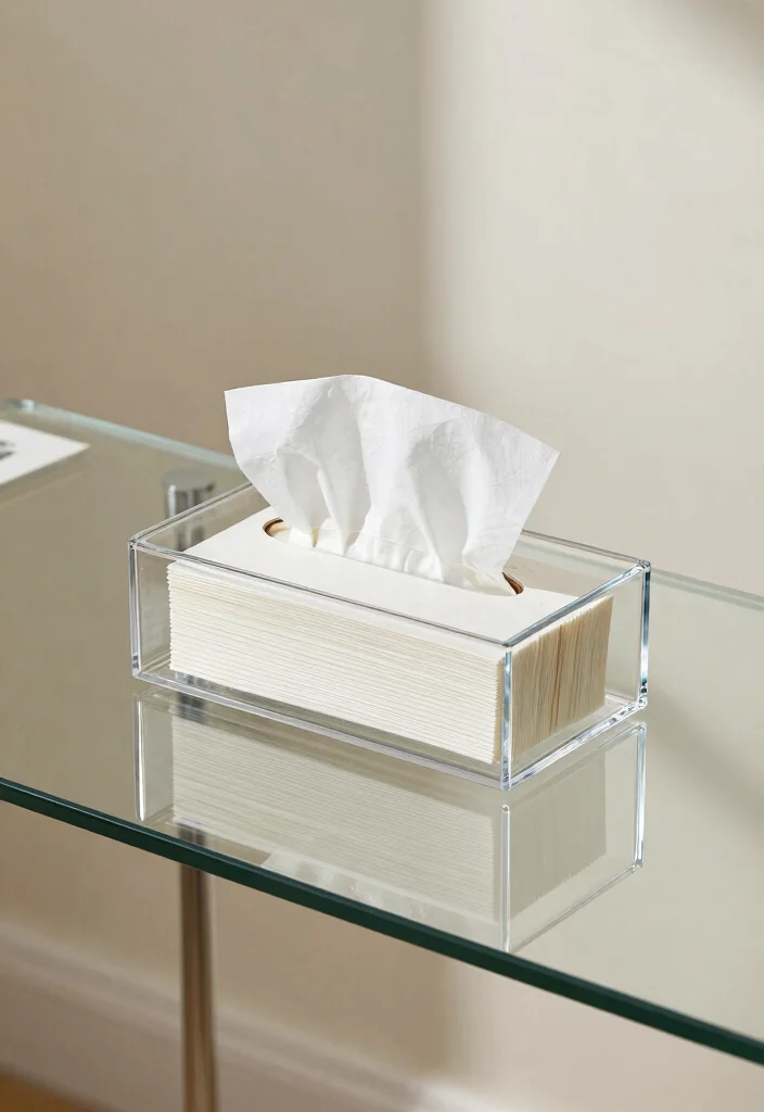 30 Glass Desk Office Decor Ideas Elegant and Minimal - 20. Glass Tissue Box Cover 1