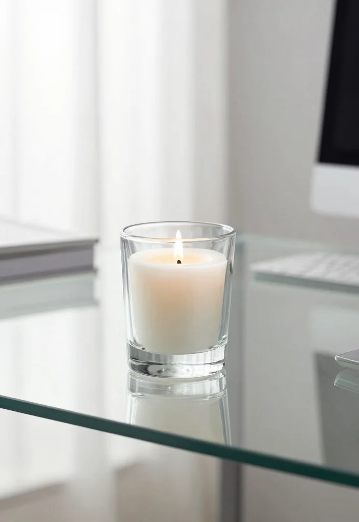 30 Glass Desk Office Decor Ideas Elegant and Minimal - 21. Glass Candle Holder 1