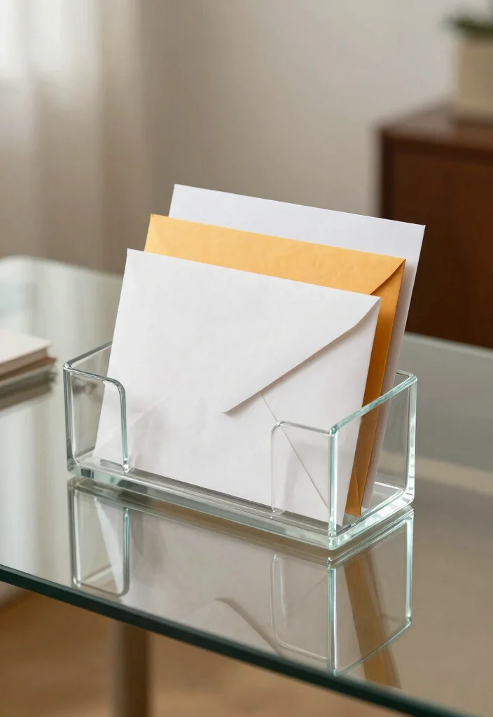 30 Glass Desk Office Decor Ideas Elegant and Minimal - 25. Glass Letter Holder 1