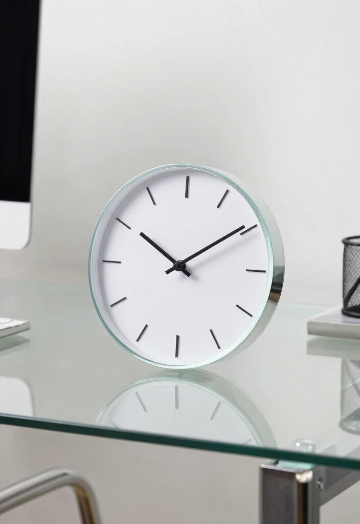 30 Glass Desk Office Decor Ideas Elegant and Minimal - 7. Minimalist Glass Clock 1