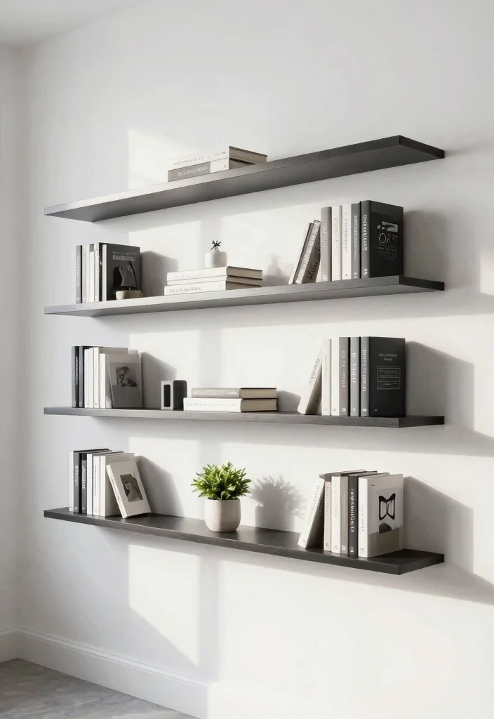 30 Home Office Chair and Accent Furniture Ideas - 11. Floating Shelves 1