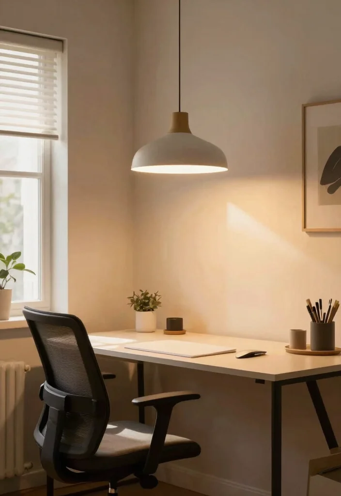 30 Home Office Chair and Accent Furniture Ideas - 16. Statement Lighting 1