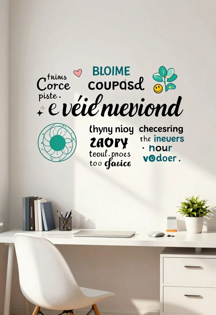 30 Home Office Chair and Accent Furniture Ideas - 27. Personalized Wall Decals 1