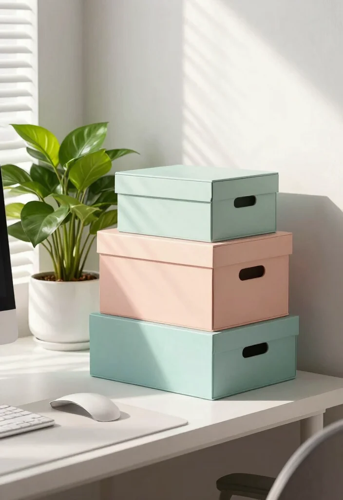 30 Home Office Chair and Accent Furniture Ideas - 9. Stacked Storage Boxes 1
