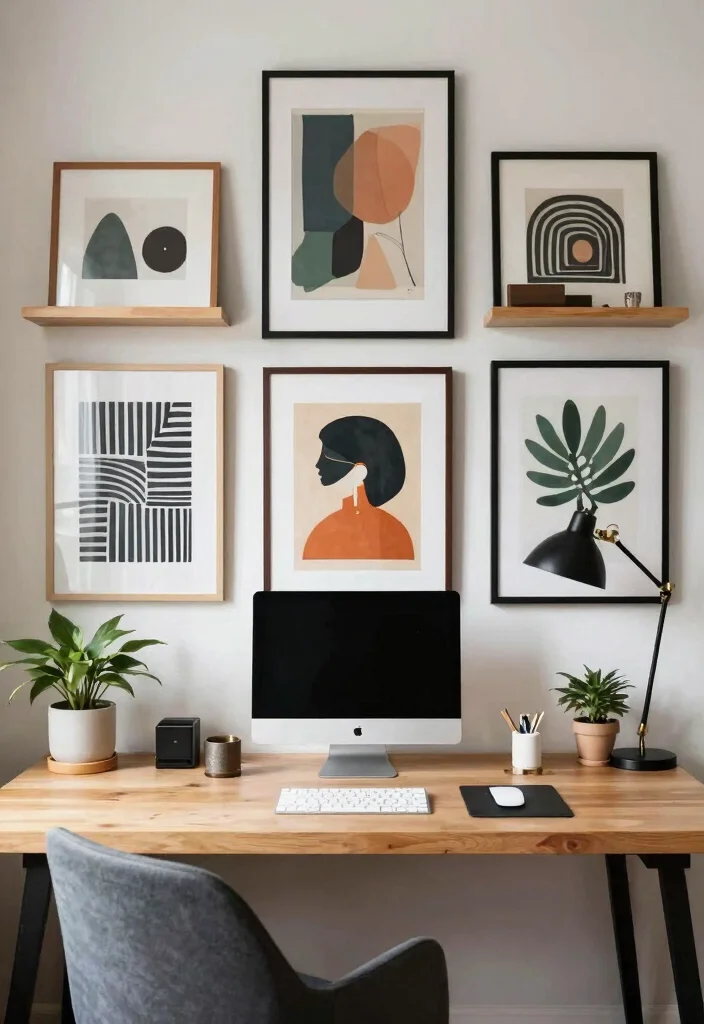 30 Home Office Furniture Ideas Stylish and Functional Picks - 15. Unique Art Pieces for Personal Touch 1