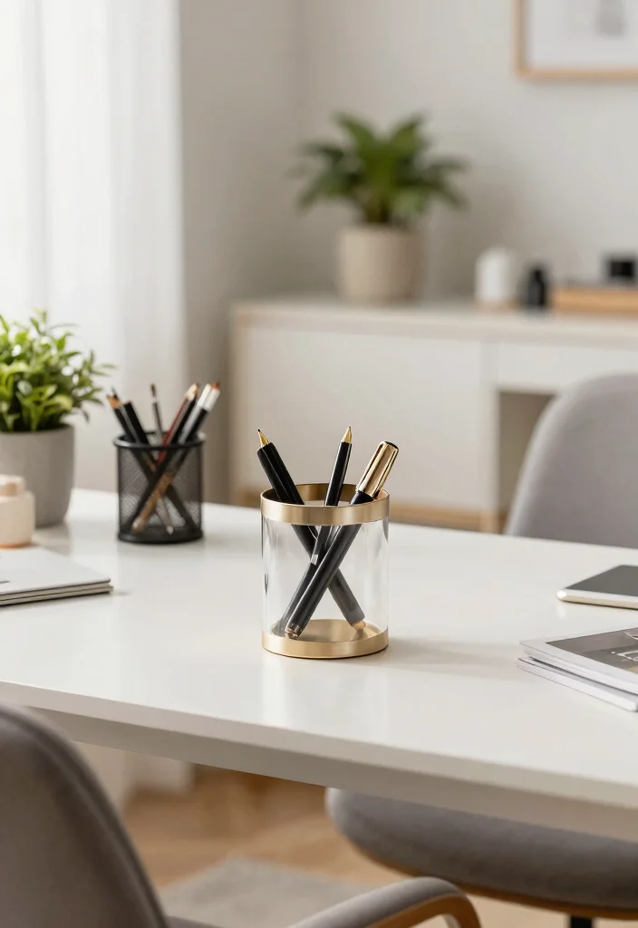 30 Home Office Furniture Ideas Stylish and Functional Picks - 18. Chic Pen Holders to Organize Your Desk 1