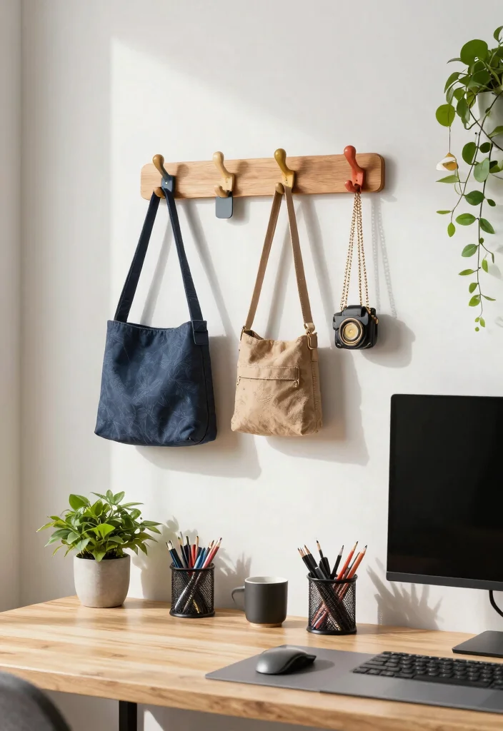 30 Home Office Furniture Ideas Stylish and Functional Picks - 21. Decorative Wall Hooks for Style and Utility 1