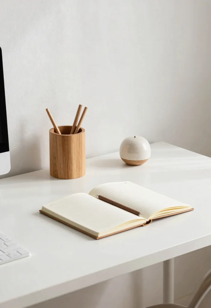 30 Home Office Library Ideas Dreamy Bookshelf Workspace - 13. Minimalist Desk Accessories 1