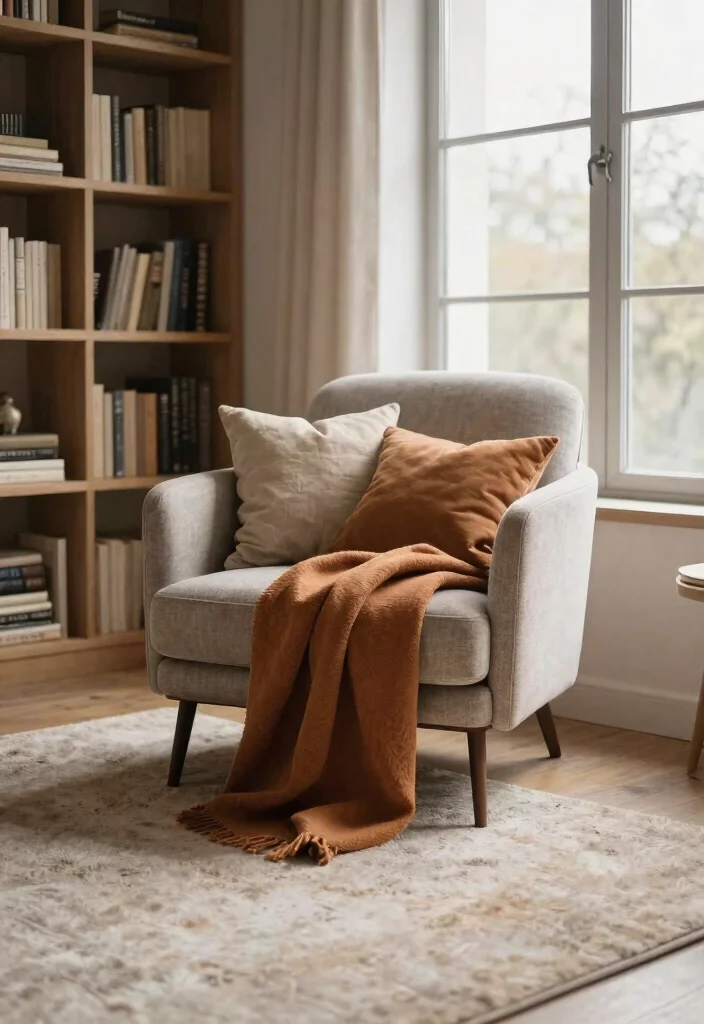 30 Home Office Library Ideas Dreamy Bookshelf Workspace - 14. Lush Fabrics for Comfort 1