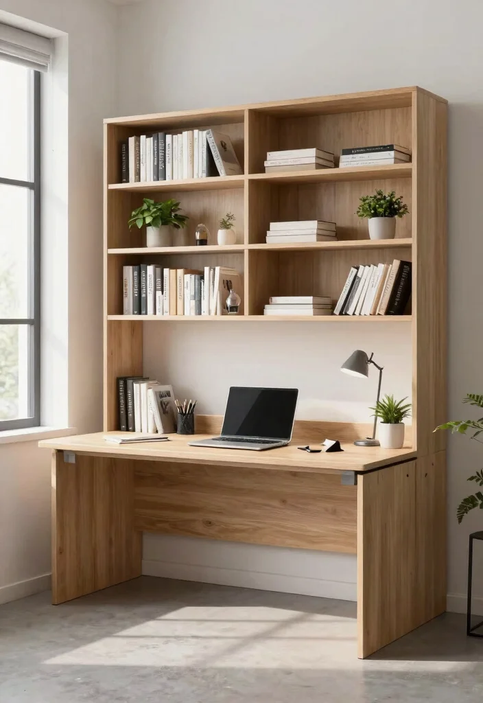 30 Home Office Library Ideas Dreamy Bookshelf Workspace - 3. Minimalist Bookshelves with Integrated Workspaces 1