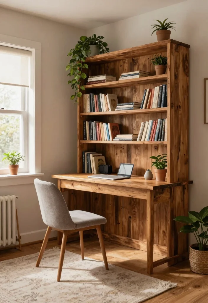 30 Home Office Library Ideas Dreamy Bookshelf Workspace - 4. Warm Wood Accents for a Cozy Feel 1