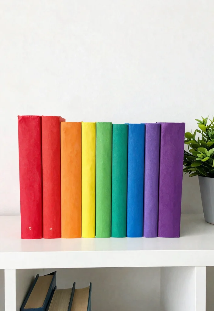 30 Home Office Library Ideas Dreamy Bookshelf Workspace - 5. Color-Coded Books for Visual Appeal 1