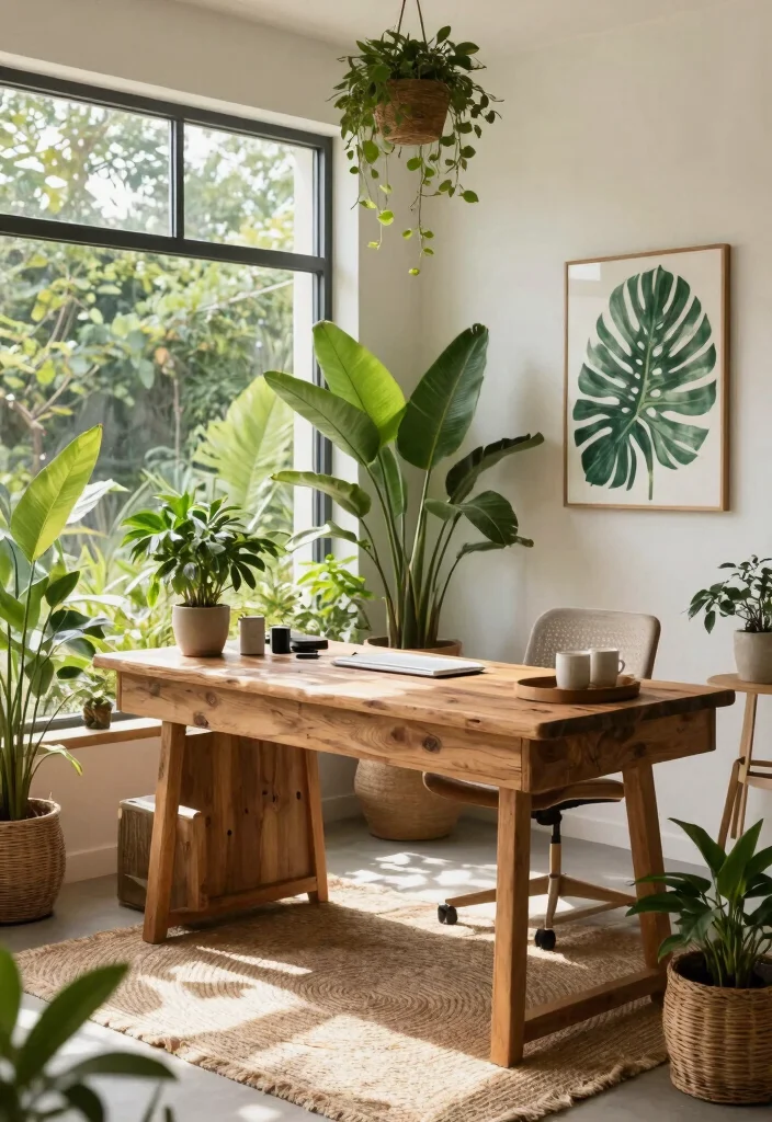 30 Lounge Office Room Ideas Where Comfort Meets Work - 23. Outdoor-Inspired Workspace 1
