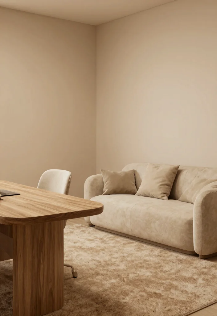 30 Lounge Office Room Ideas Where Comfort Meets Work - 27. Warm Monochrome 1