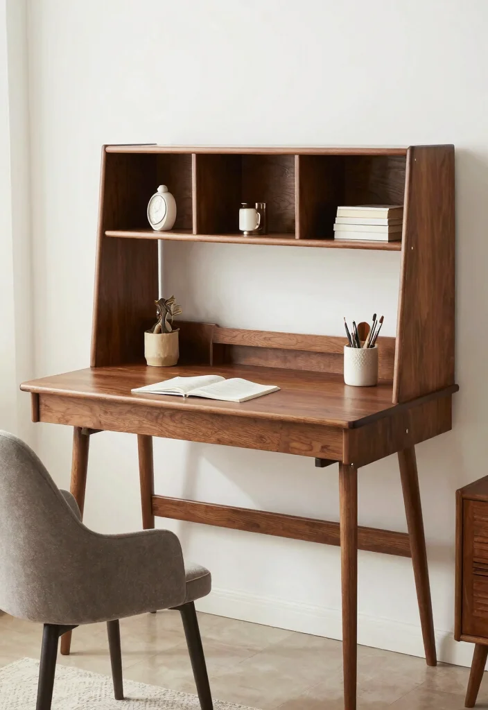 30 Mid Century Modern Desk Ideas Timeless Style at Home - 11. Multi-Functional Desk with Storage 1