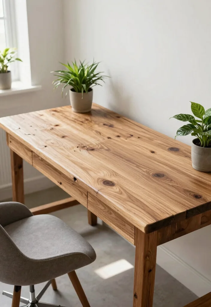 30 Mid Century Modern Desk Ideas Timeless Style at Home - 13. Reclaimed Wood Desk with Rustic Elements 1