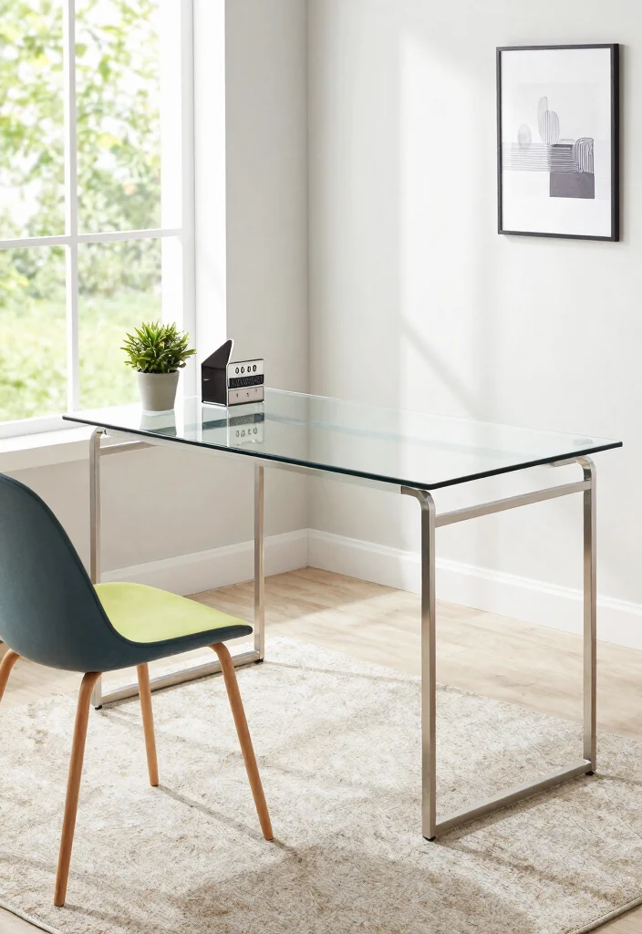30 Mid Century Modern Desk Ideas Timeless Style at Home - 2. Compact Glass-top Desk 1