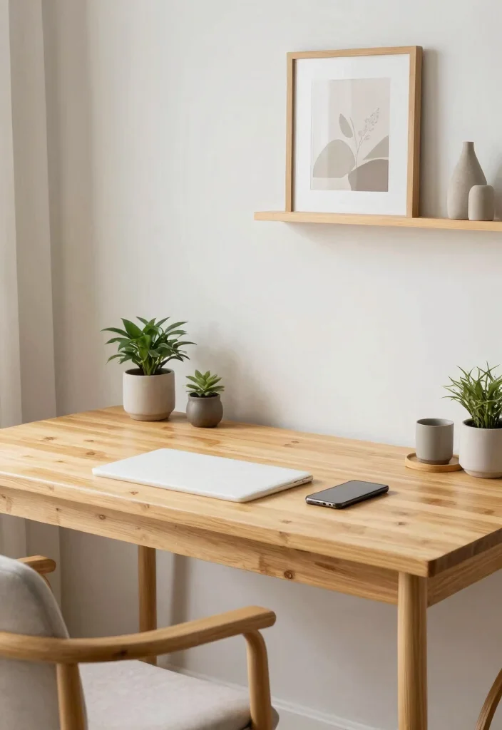 30 Mid Century Modern Desk Ideas Timeless Style at Home - 20. Zen-inspired Desk Setup 1