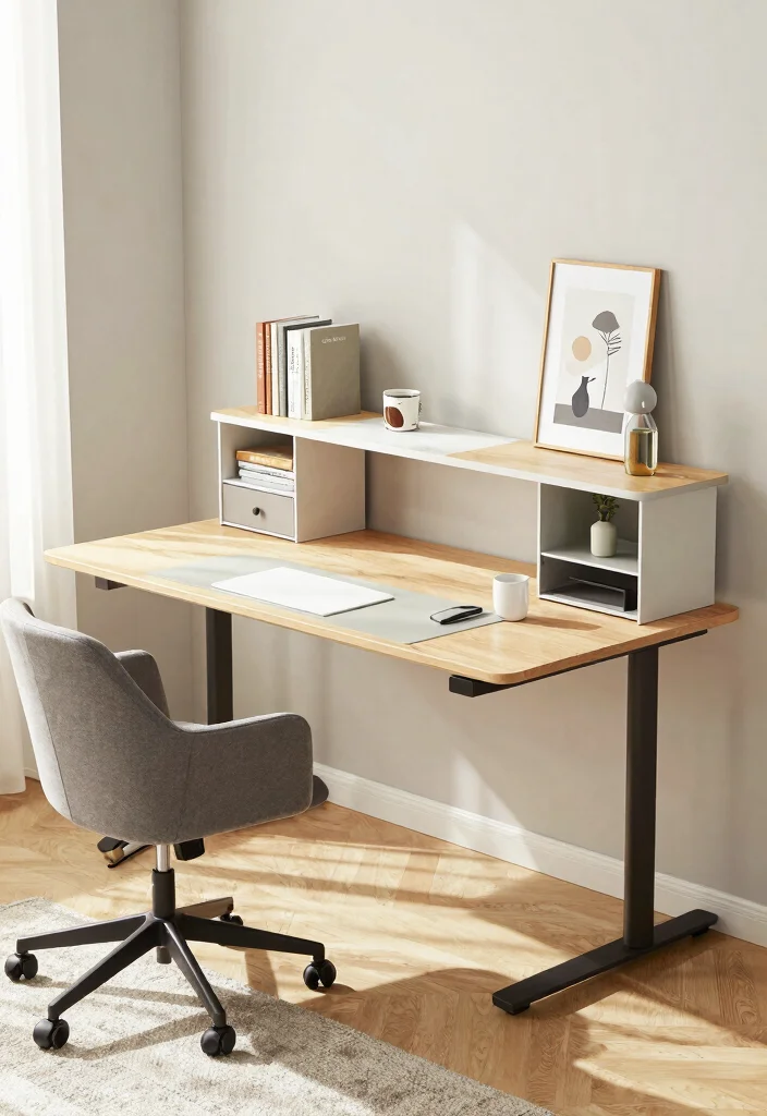 30 Mid Century Modern Desk Ideas Timeless Style at Home - 21. Multi-Level Desk for Dynamic Workspaces 1