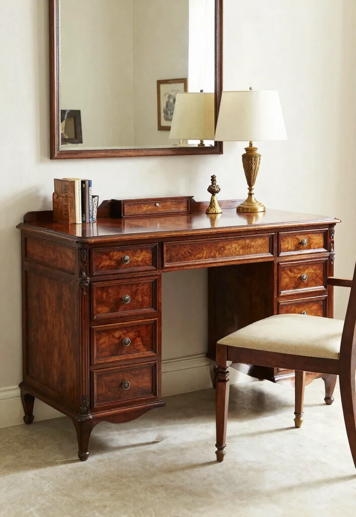 30 Mid Century Modern Desk Ideas Timeless Style at Home - 22. Traditional Antique Desk 1